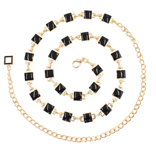 Waist chain women's ins style black and white double-sided chain small fragrance style with dress sweater waist waist decorative belt 2 options available