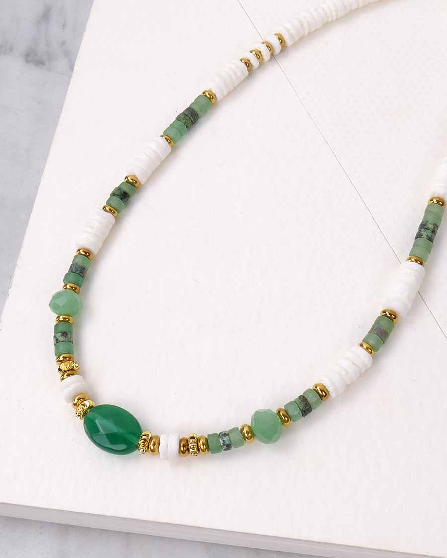 IG Style Elegant Geometric 304 Stainless Steel Natural Stone Necklace In Bulk display picture 5