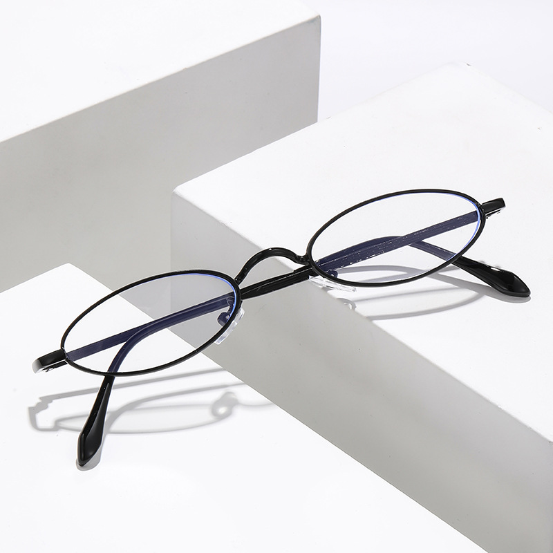 Gafas de lectura de maquillaje de moda para mujer con marco pequeño ovalado de metal ultraligero, gafas de lectura de moda de alta definición anti-luz azul de mediana edad y ancianos