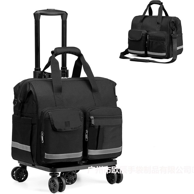 Home care bag with laptop compartment home health physical therapy bag with wheels trolley bag