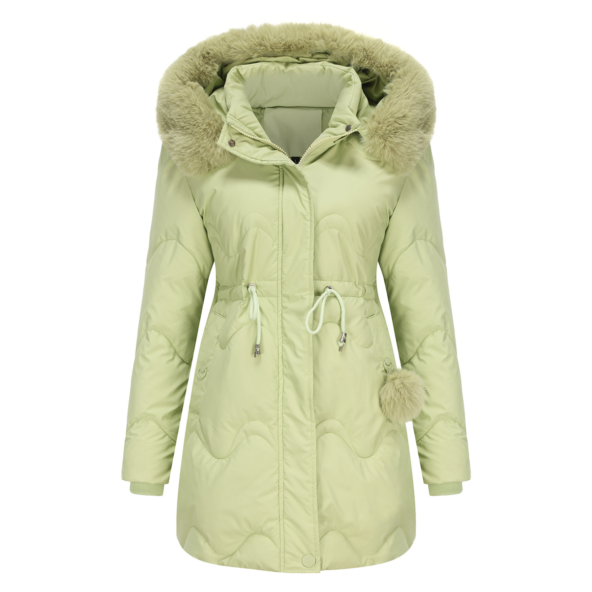 Damenbekleidung Neue Damen-Baumwollkleidung Abnehmbare Mütze Wolle Herbst und Winter Warme Parkajacke Abnehmbare Kapuze Mittellange Jacke für Damen_voghion.com