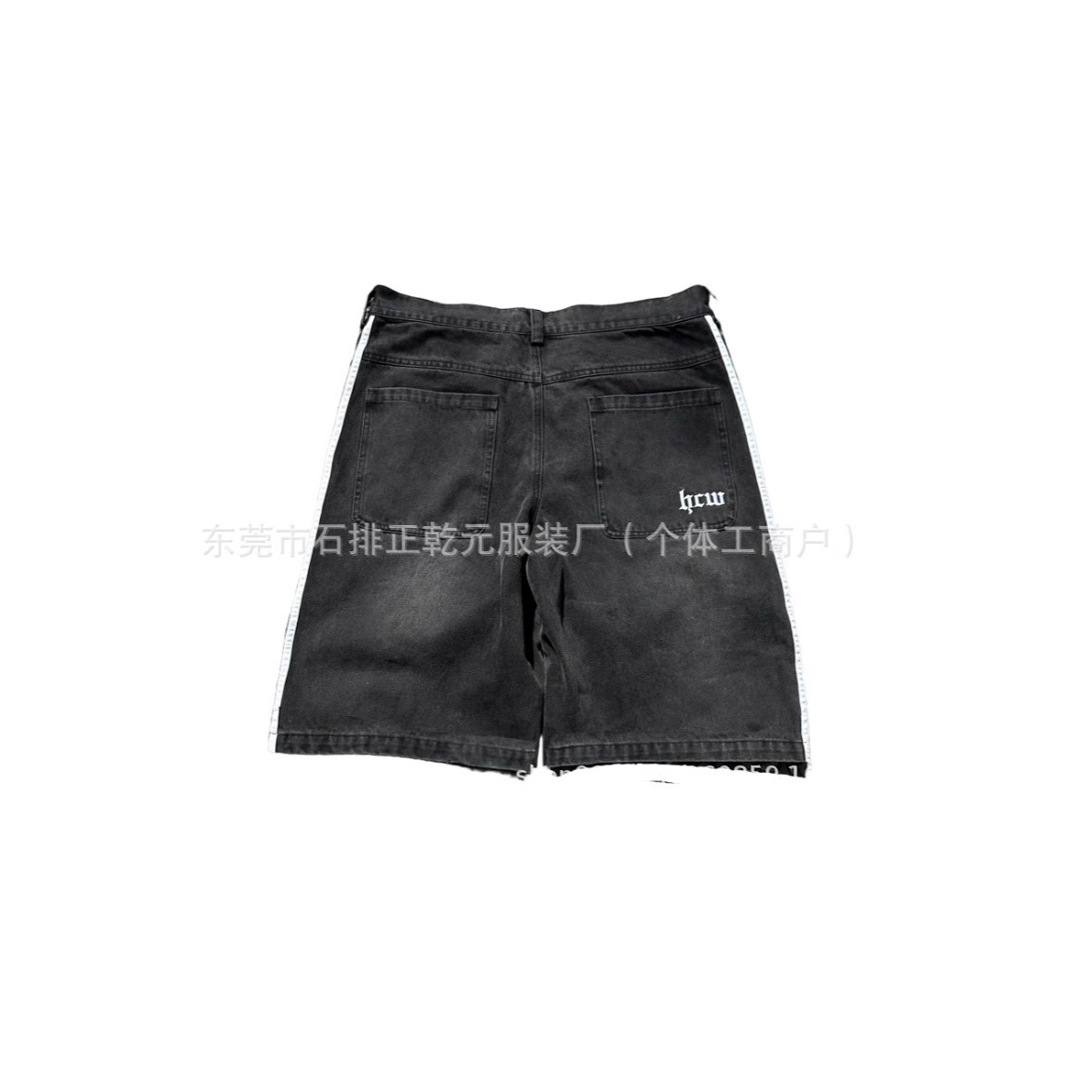 2025夏季新款嘻哈潮流图案印花牛仔短裤男高街潮牌日系休闲五分裤