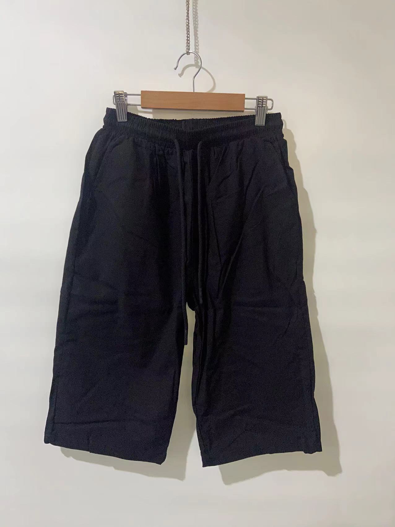 Women's Cotton Linen Casual Pants With Pockets Elastic Waist Five Point Khaki Style_ecoleips.com