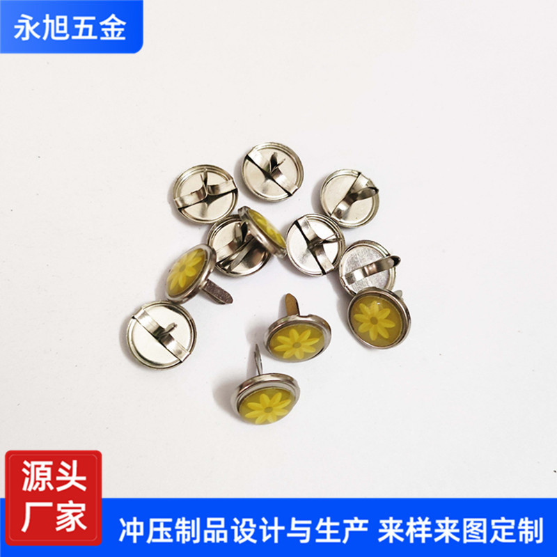 工厂批发多规格12mm贴胶两脚钉 工艺品配件diy两脚钉