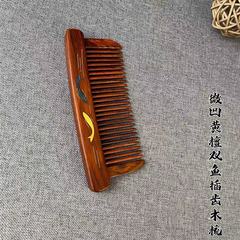白檀歯絵付け双魚月櫛細歯ヘアスムージングコーム理髪コーム女の子ギフトポータブルコーム
