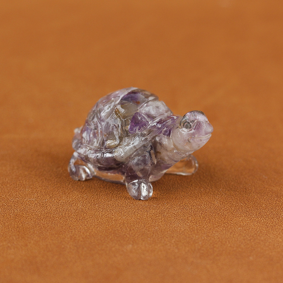Cristal natural Animal Cristal blanco Cute Little Turtle Decoración creativa Adornos de escritorio Artesanías Decoración de coche