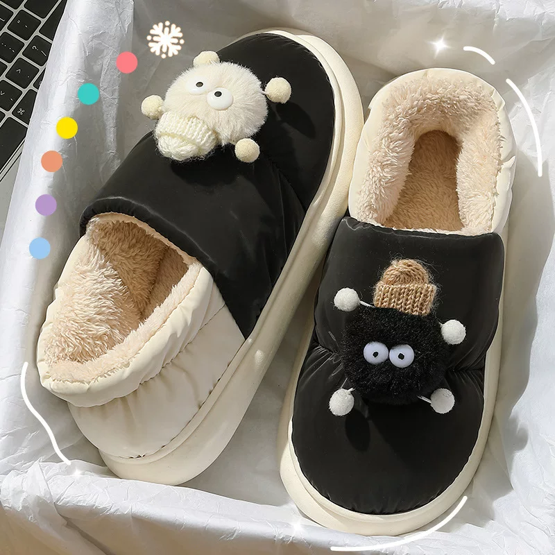 2024 новый милый briquettes пуховое хлопковое Slippers женские сумка каблук водонепроницаемые домашние хлопковые тапочки толстая подошва
