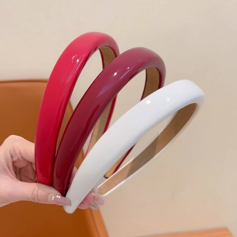 Ancara banda de cabello rojo para niños retro brillante corteza banda de cabello niña alta cabeza de cráneo banda de cabello de presión de cabello