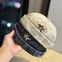 新款春秋无檐帽子男女复古水洗做旧瓜皮帽百搭嘻哈街头流氓地主帽