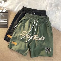 2024半ズボン男性潮牌街頭ヒップホップ立体プリント学生hiphopゆるいバスケットボール運動五分ズボン