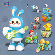 跨境儿童电动打碟小黄鸭DJ猪摇摆跳舞吉他兔宝宝3-6岁玩具三轮车