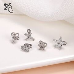 歐美跨境個性皮膚穿刺飾品 幾何形316L不鏽鋼埋骨釘誇張埋釘批發