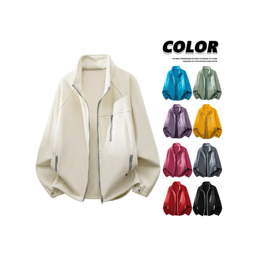 Fleece jacket for men, lined and thickened, warm stand-up collar open sweater, casual hoodie, autumn and winter outdoor home, cold-resistant, polar fleece