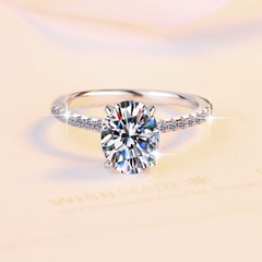 モアッサナイトリング 2 カラット鳩の卵オーバルシンプルファッションジュエリーメーカー卸売 925 スターリングシルバージュエリークロスボーダー