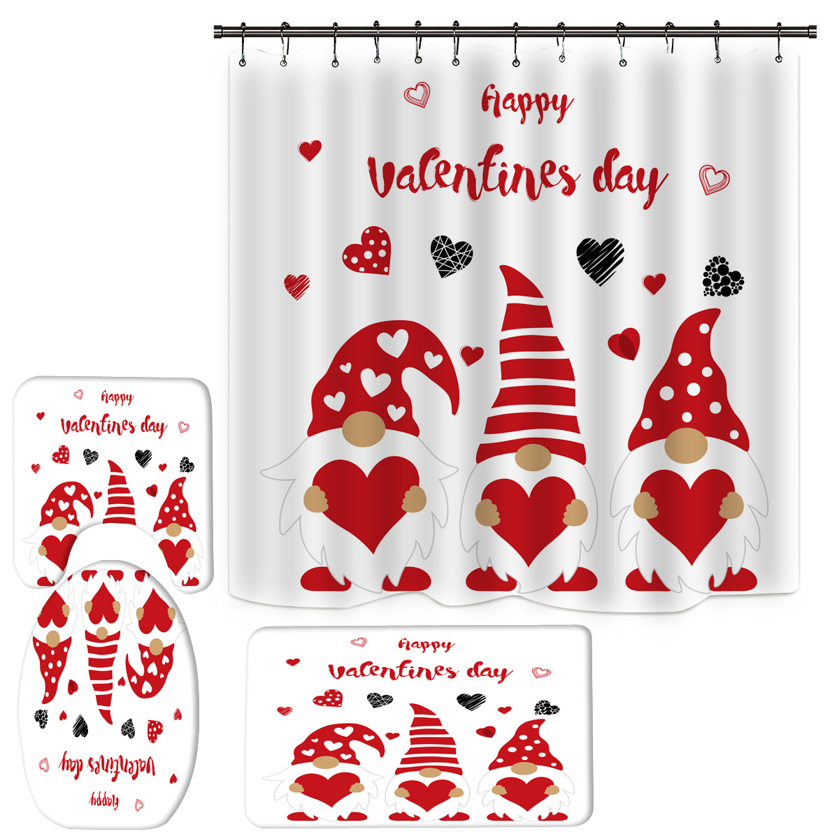 Cortina de ducha con diseño navideño para el baño, comercio electrónico transfronterizo, fabricante de poliéster Amazon Elf, venta al por mayor, personalizada según su diseño