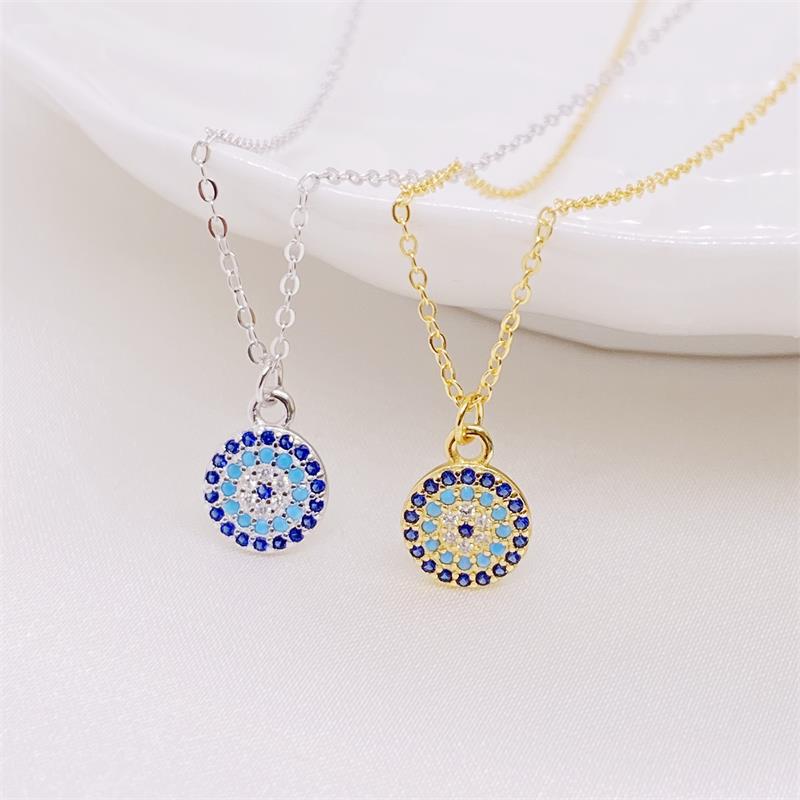 Simple Style Eye Sterling Silver Inlay Rhinestones Pendant Necklace display picture 5