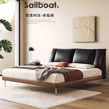 真皮床家用主卧1.8米中古风床现代2米软包双人床简约婚床1.5m单床