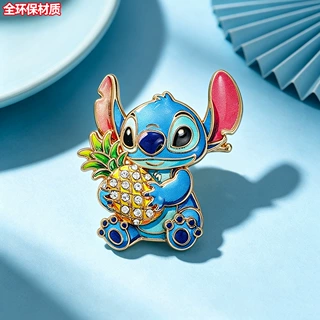 跨境新款热销史迪仔合金胸针可爱时尚百搭金属镶钻别针工厂直供