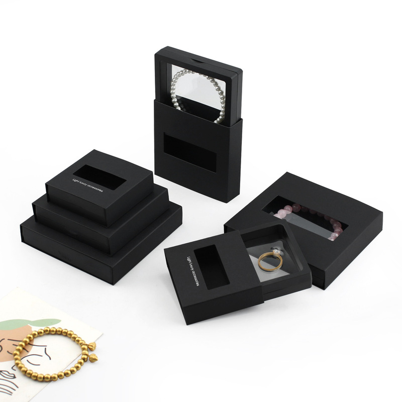 Suspension Box PE Film Ring Earrings Necklace Bracelet Outer Box Finger Cover Transparent Box Wear Armor Jewelry Packaging Box