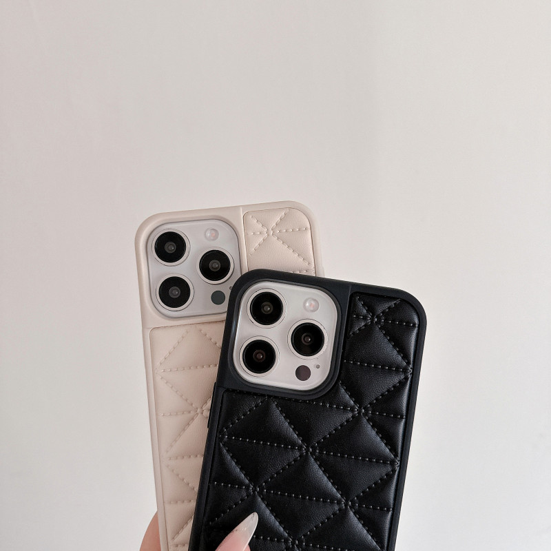 小羊皮压印菱格高级感轻奢潮牌适用iPhone17Promax防摔苹果手机壳|undefined