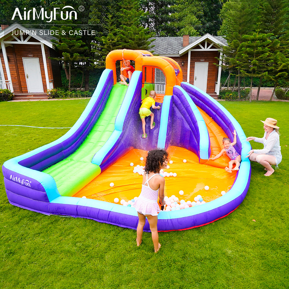 AMF | Spray de agua para el hogar Castillo castillo inflable tobogán de agua para el hogar para niños pequeño castillo inflable