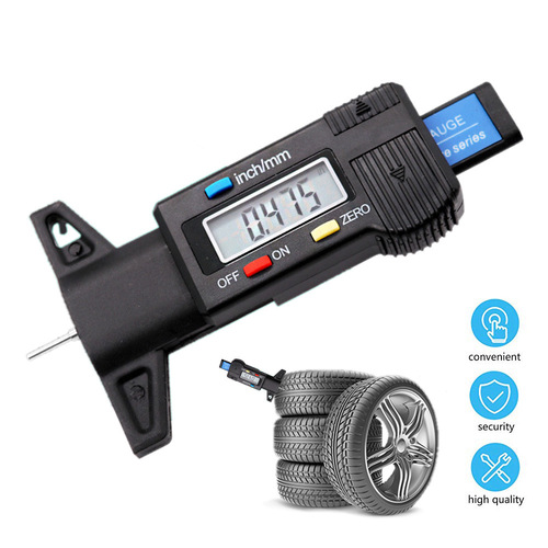 Electronic digital tire tread depth gauge 0-25mm metal probe depth vernier caliper tool tread depth meter