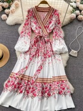 Z 65911 Bohemian Print Midi Dress ��������ӡ������ȹ �羳��