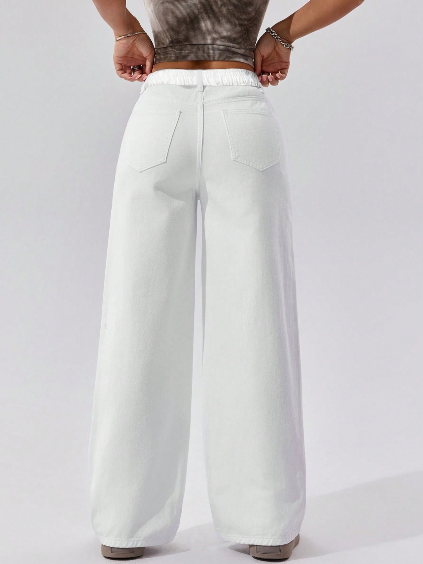 Women's Stretch Waist Straight Leg Denim Jeans - Comfortable Casual High-Rise Trousers For Everyday Wear_mkmklike.com