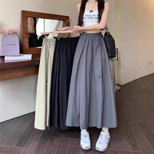 跨境批发大码工装半身裙春秋夏高腰显瘦宽松休闲百搭大摆A字裙女