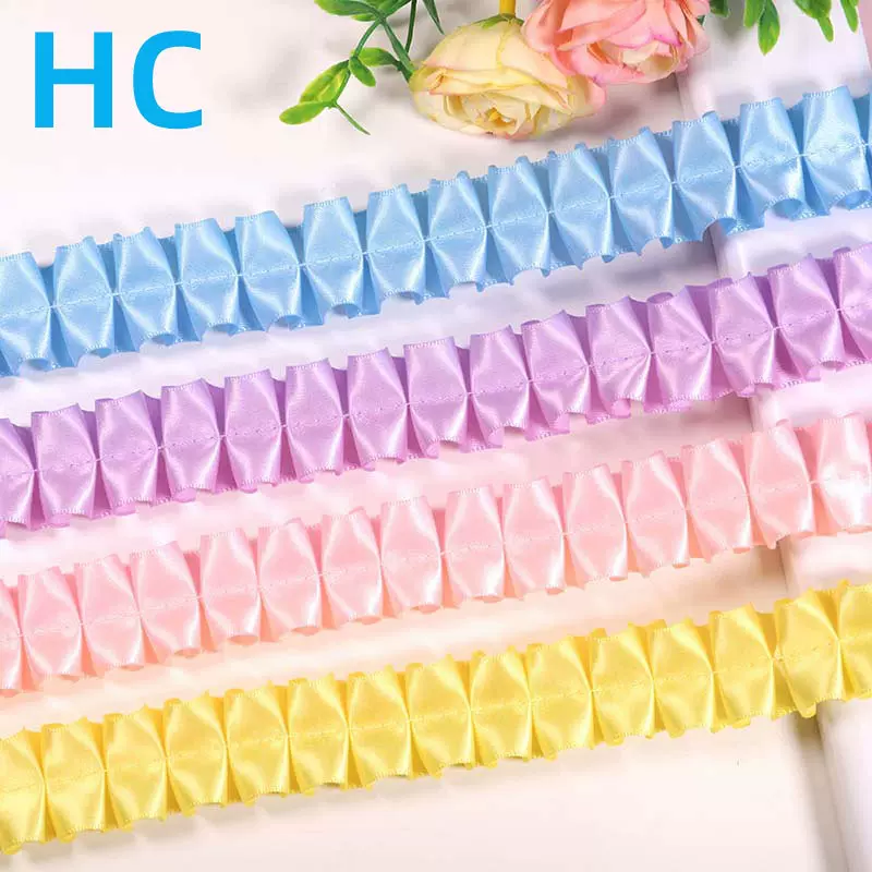 洛丽塔服装服饰褶皱花边辅料diy 2.5cm单层加密中间打折木耳花边