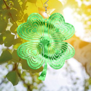 Clover Wind Spinner Hanging For Yard Garden Unique Gift 3D Outdoor Hanging Wind Spinner Decoration