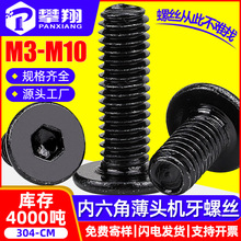 304黑色不锈钢CM大平头内六角螺丝扁平头螺钉薄头螺栓M4/M5/M6/M8