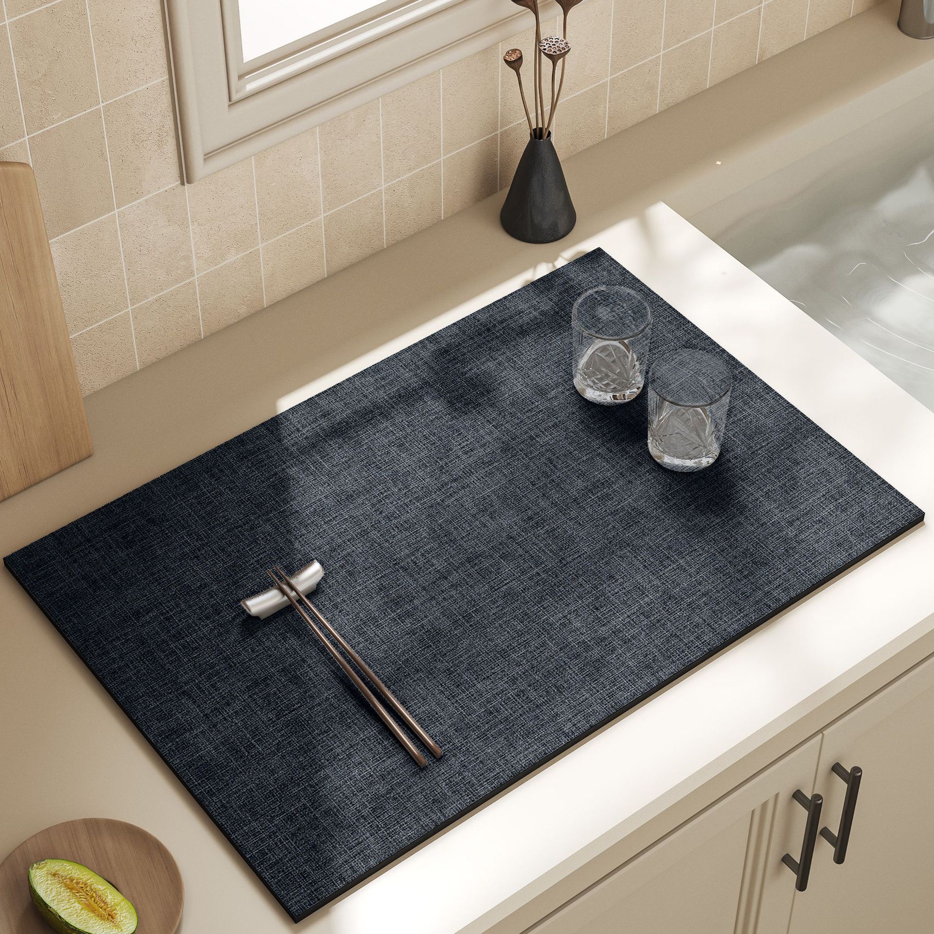 Cocina de alta sensación de encimera drenaje de agua de barro de algas de barro seco rápido absorción de agua de lavado de manos esterilla de bar anti-deslizante americana esterilla aislante térmico