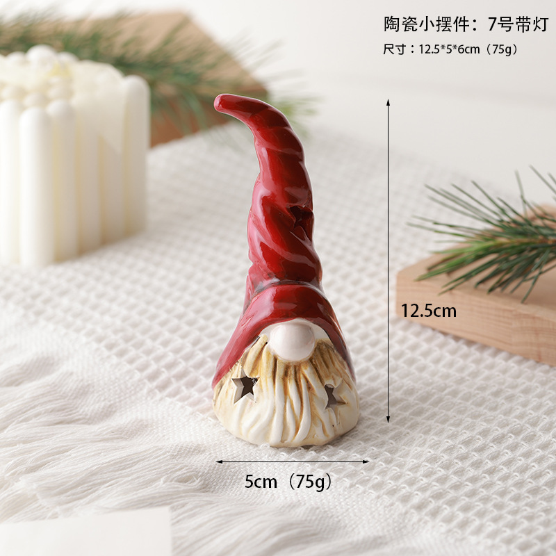 Buscando madera, nuevos productos transfronterizos, adornos de cerámica retro navideños, mesa de alce de muñeco de nieve para ancianos, decoración de luces, regalos