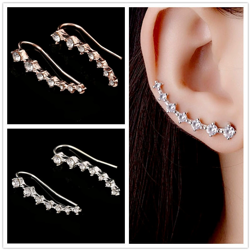 Zirconium Earrings (unbranded) — Ear Clips/Studs, Light Luxury, 2.5 cm, Silver/Gold Option