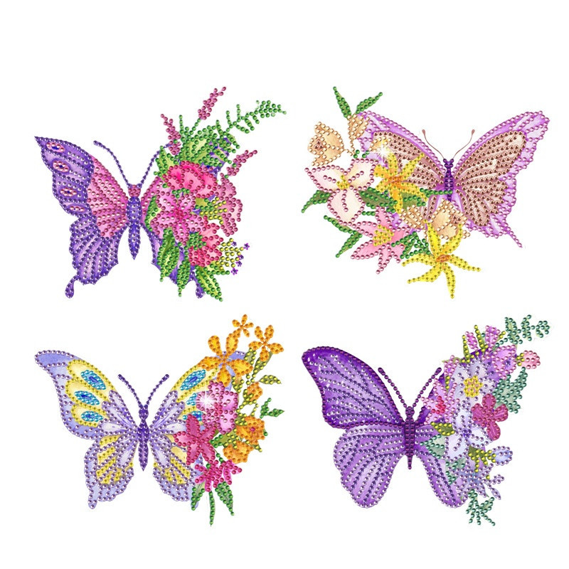 Mariposa de colores pintura de diamantes pegatinas aleatorias pintura DIY pegatinas de pared dibujos animados para niños pegatinas de diamantes hechas a mano pegatinas de ventana cristal