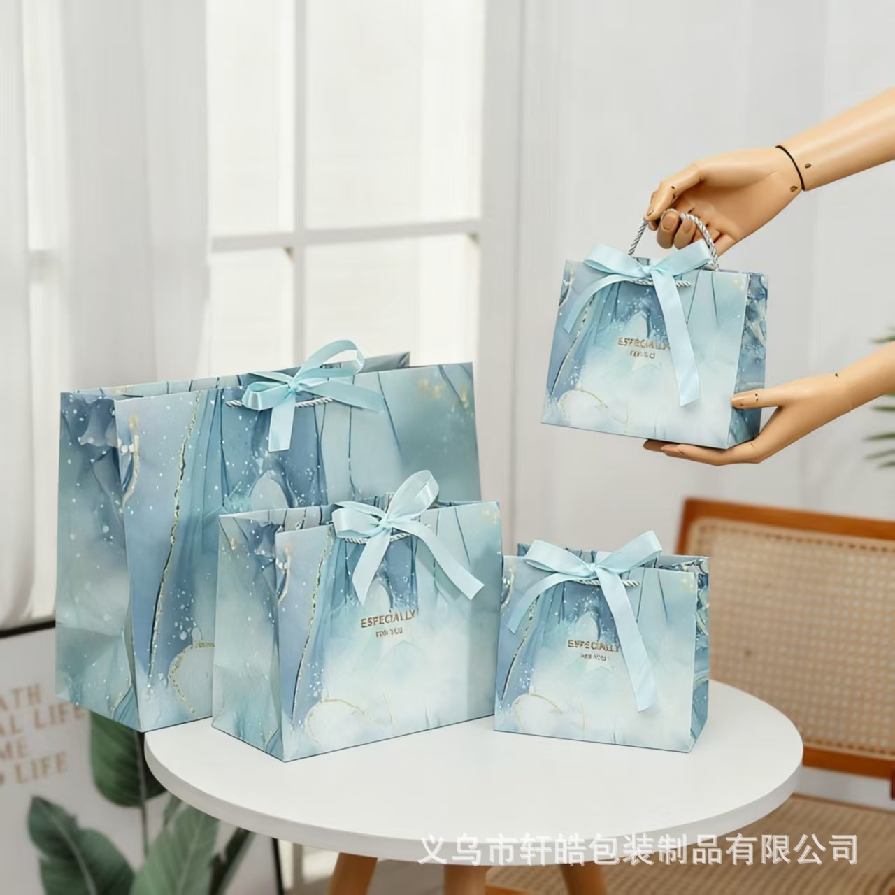 服装店大理石纹礼品袋生日手提袋高级纸袋礼盒新年包装袋马年春节