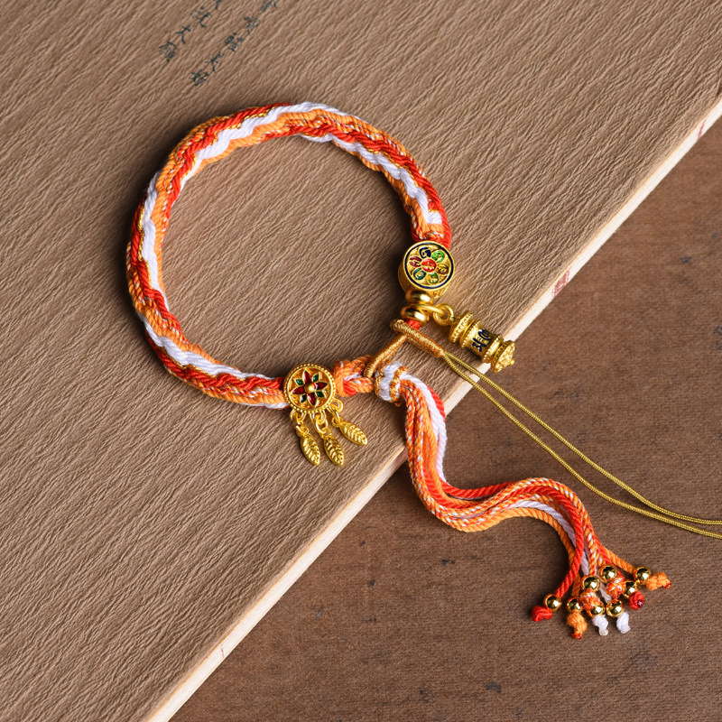 Mano tejida estilo Xizango mano cuerda zachilam mano cuerda verde madre cinco maestro thangka pulsera Xizanga mano cuerda regalo femenino