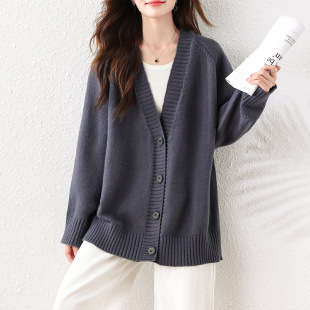 Fall/Winter 2024 Yadan Style Wear Loose Lazy Style Sweater Coat plus size chubby girl Mid-length Knitted Cardigan