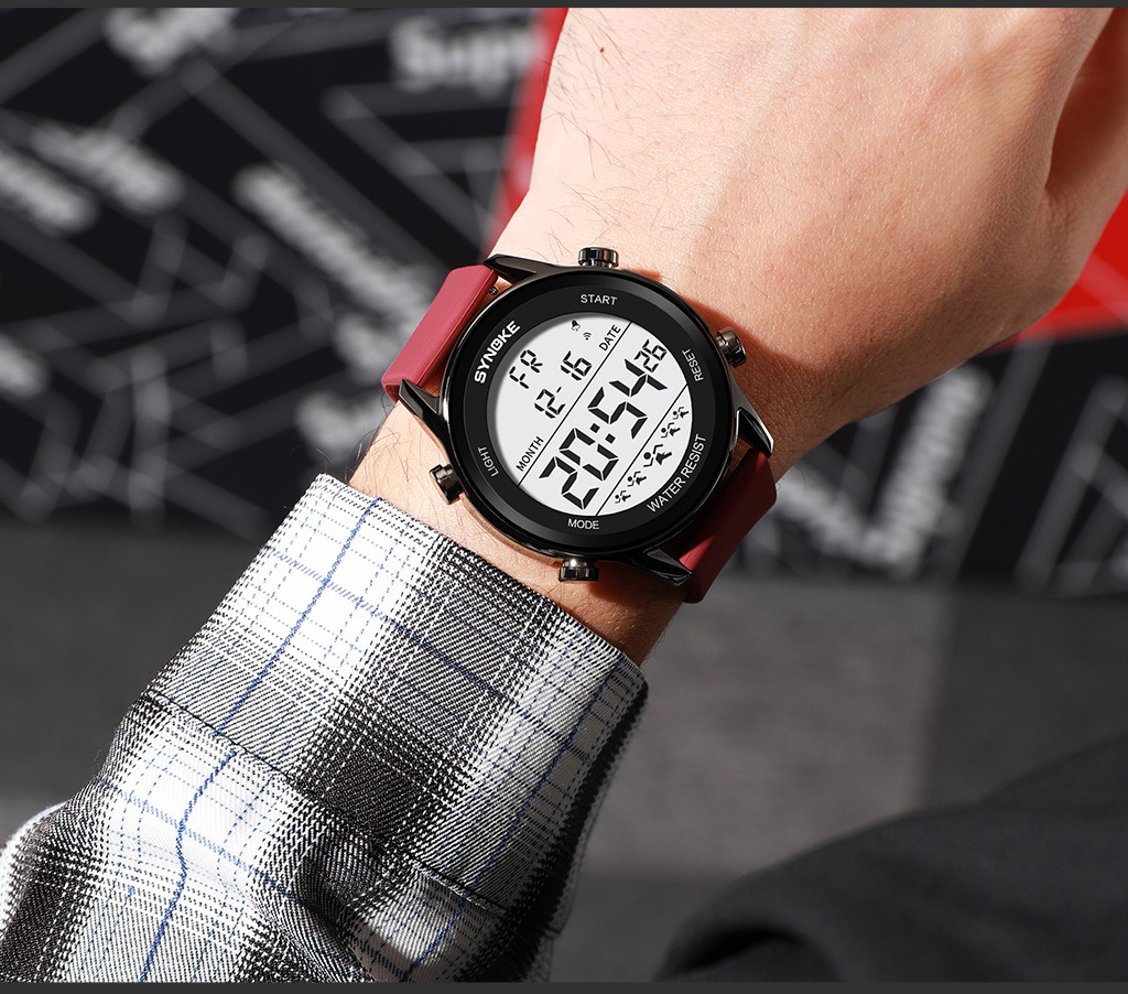 SYNOKE Men's Sports Silicone Electronic Watch Waterproof Luminous Large Screen Outdoor Mountaineering Watch Running Student Fashion_voghion.com