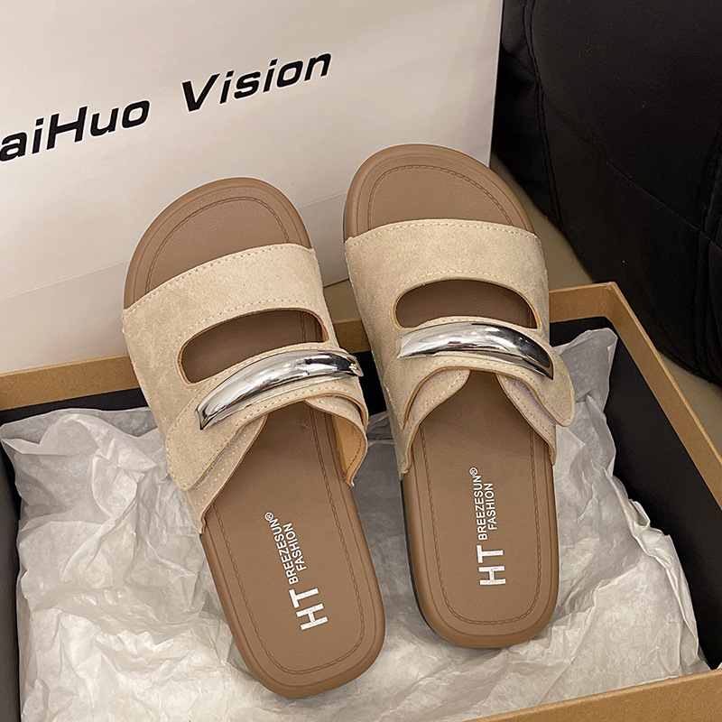 Velcro Korean Style Women's Sandals, Small Fragrant Spring and Summer New Style, Sweet and Versatile, Soft-Soled Non-Slip Casual Slippers