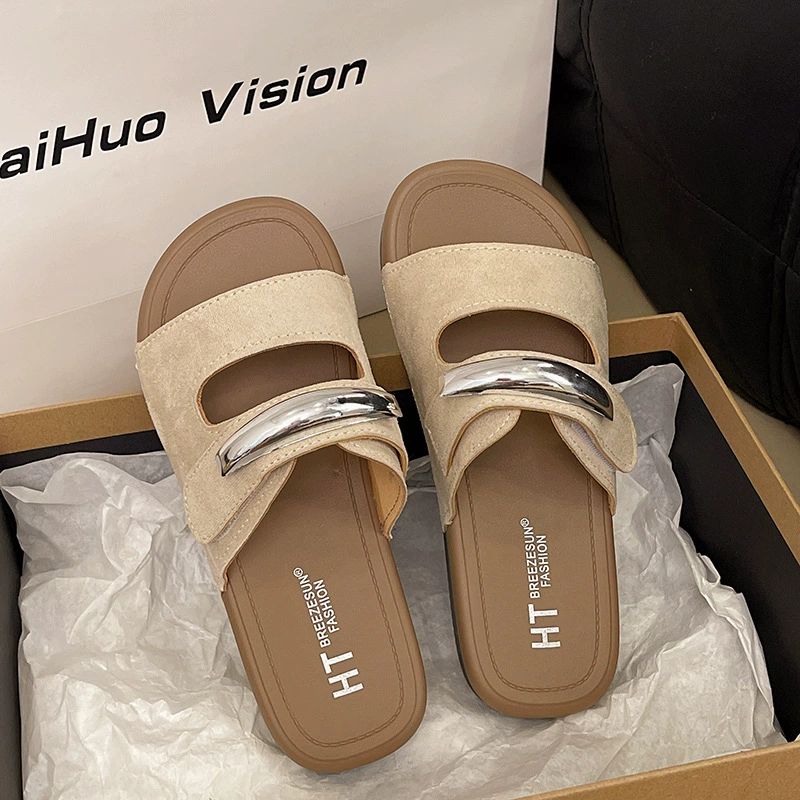 Женские сандалии на липучке в корейском стиле, небольшой ароматный весенне-летний новый стиль, милые и универсальные, нескользящие повседневные тапочки на мягкой подошве.
