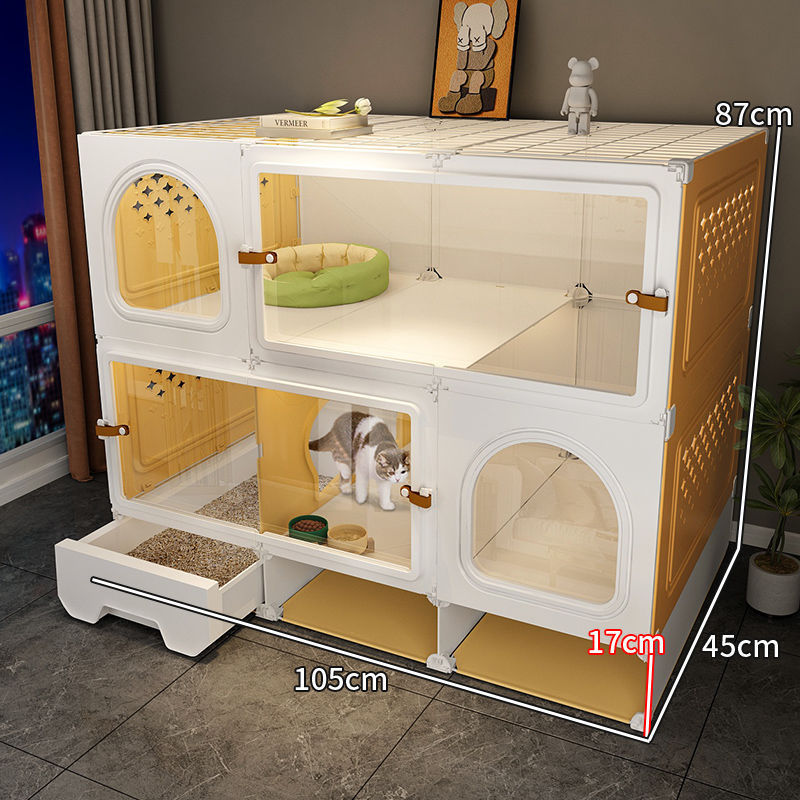 猫别墅带厕所一体家用室内猫窝猫笼子超大空间小型猫柜猫咪屋舍|undefined