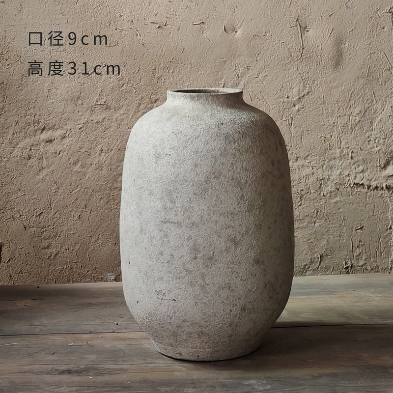 中国式のレトロな手作りの粗い陶器の花瓶の陶磁器の大きい腹の花器の大きいサイズの客間の玄関の装飾品の置物の卸売り|undefined