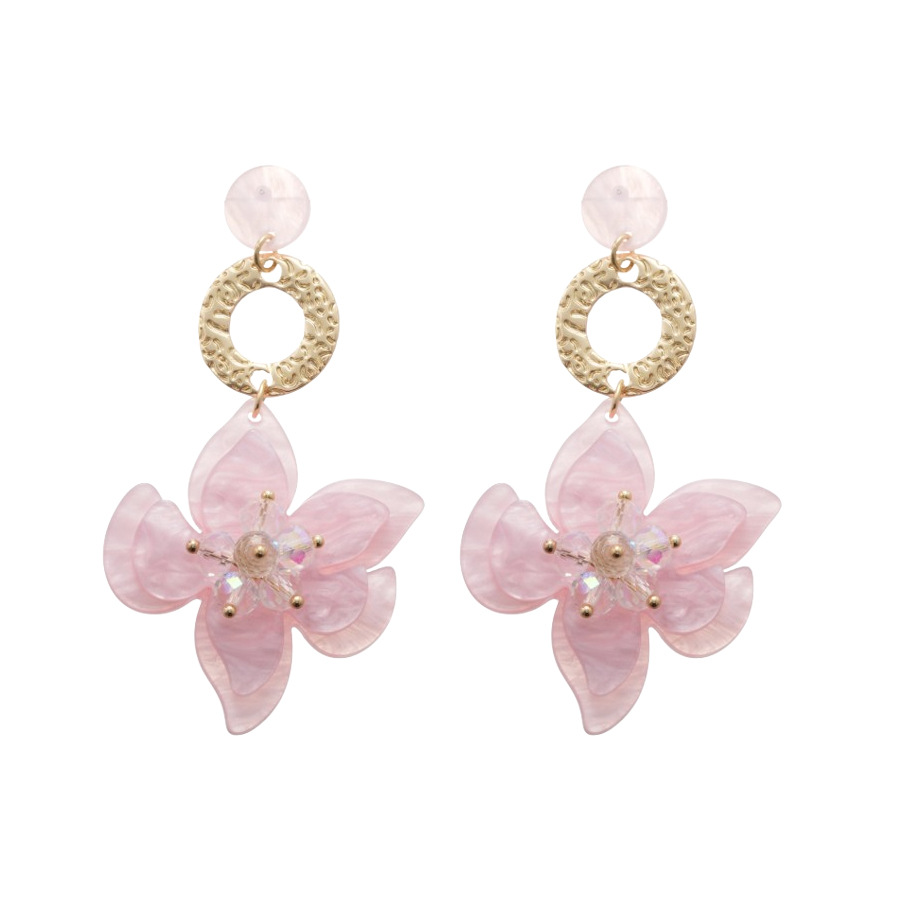 Pendientes de borla de flor de vidrio de resina de aguja de plata Pendientes de lujo ligero y dulce de alta gama Pendientes de nicho de moda mujer