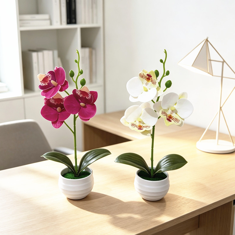 Nuevo transfronterizo tres mariposa orquídea imitación maceta decoración de oficina pequeña maceta fotografía plantación verde decoración de bonsai
