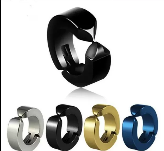 无需耳洞4*9耳夹日韩版单只黑色耳环耳扣钛钢男士耳钉潮流爆款