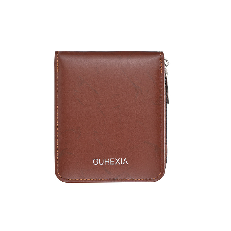 Short fashionable retro polyurethane wallet with zipper