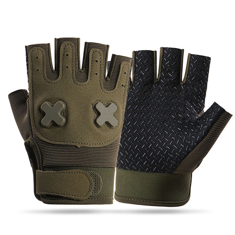 Guantes para niños, medio dedo, niños y niñas, primavera y verano, montañismo, protección de ciclismo al aire libre, guantes antideslizantes, resistentes al desgaste y transpirables para trepar