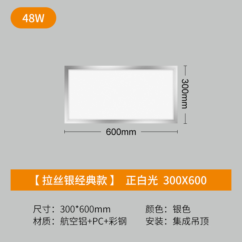 300*600 [aluminum silver frame] long lamp 48W White Light
